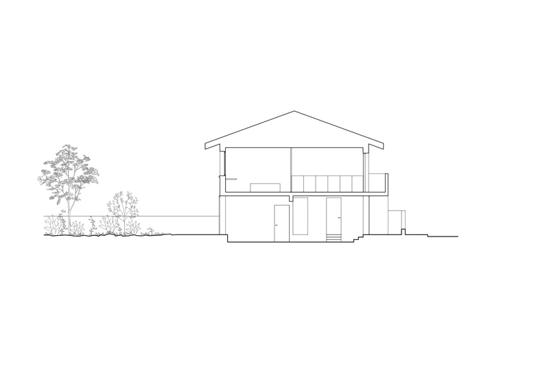 Décamps — Coupe de la maison et de son jardin