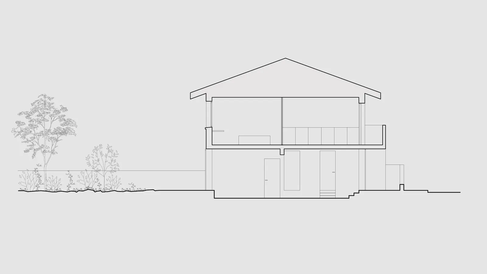 Décamps — Coupe de la maison et de son jardin